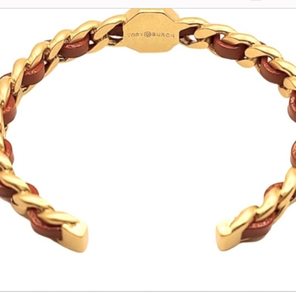 Tory Burch 18 K gold plated brass / nickel free Gorgeous Red Woven leather chain - Picture 4 of 9